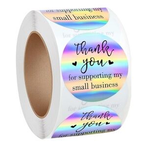 500 Holographic Thank You Stickers Roll